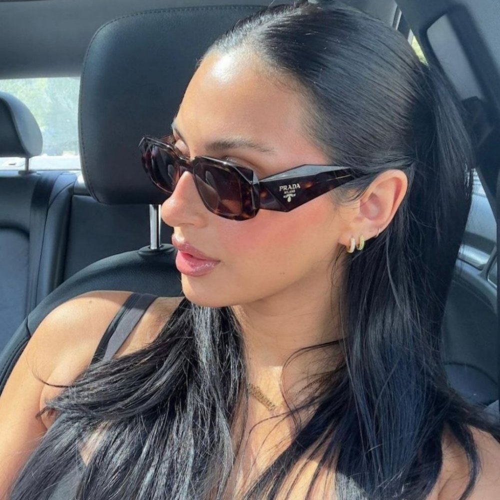 Prada Tortoiseshell Brown Rectangular Sunglasses